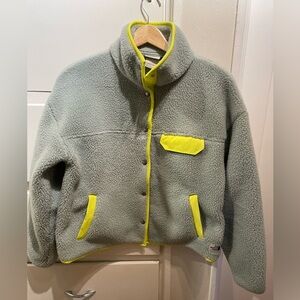 The North Face fleece jacket, women’s small, grey with bright yellow trim